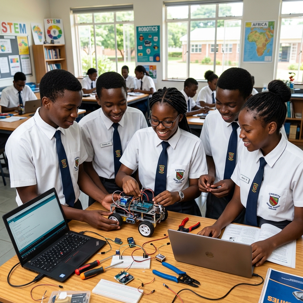 Zimbabwean students building robots